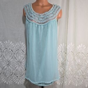 Vintage PENNY'S Adonna Blue Night Gown Size Medium